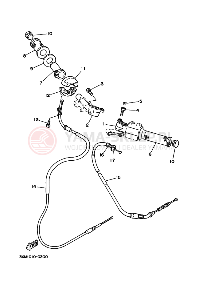 Schemat "Kierownica i osprzęt" do Yamaha TZ50