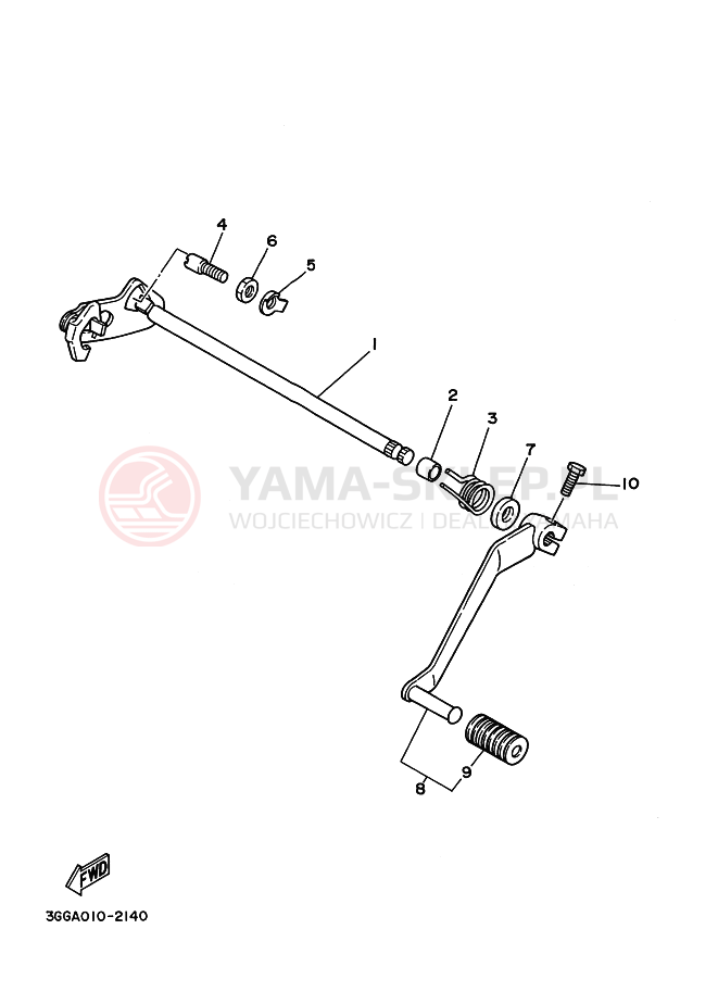 Schemat "Dźwignia zmiany biegów, wałek" do Yamaha BANSHEE
