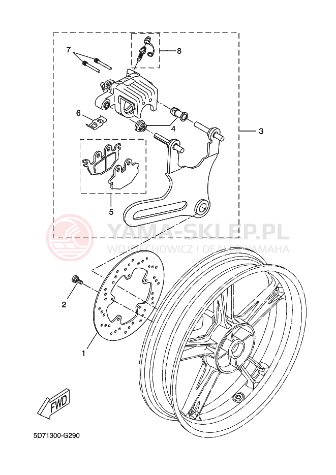 Schemat "Zacisk hamulcowy tylny" do Yamaha R125