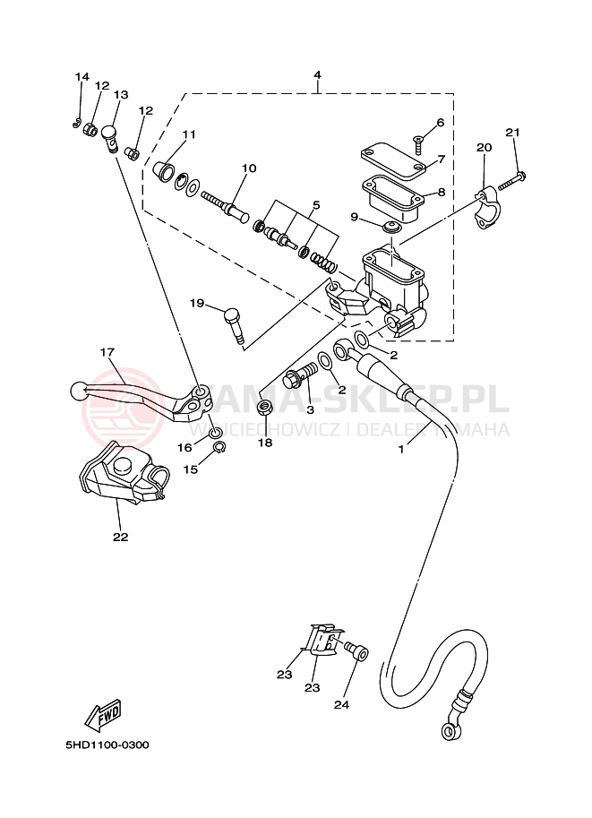 Schemat "Pompa hamulcowa przednia" do Yamaha YZ250