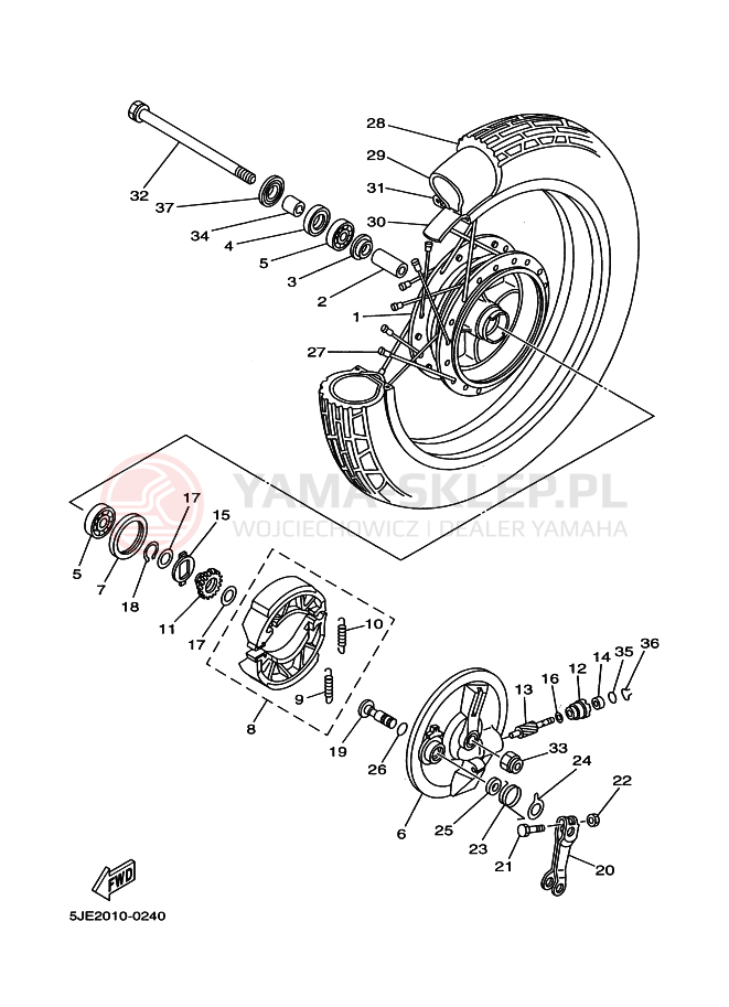Schemat "Koło przód" do Yamaha YB-1 YB1-4