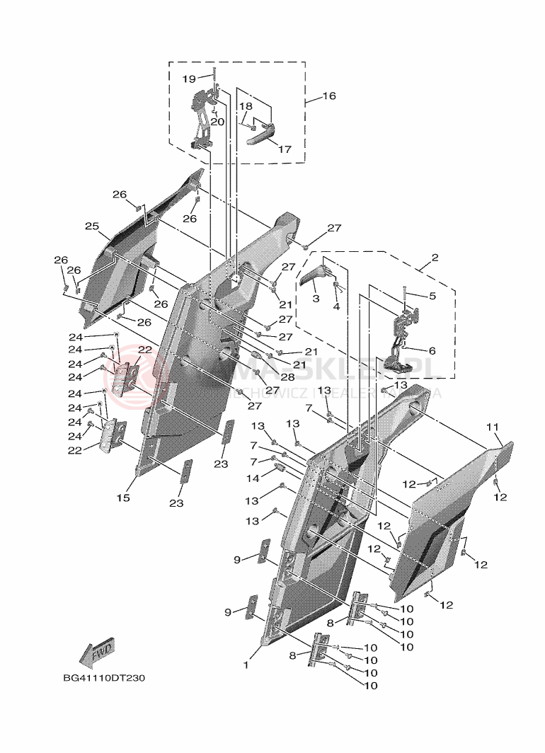 Schemat "Pokrywa boczna" do Yamaha YXF850ES
