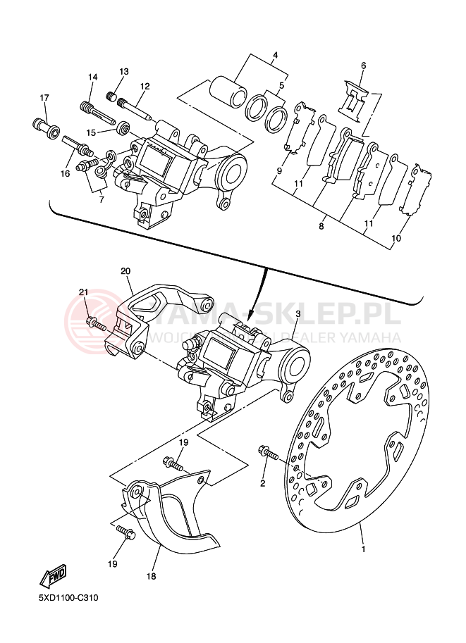 Schemat "Zacisk hamulcowy tylny" do Yamaha YZ250F