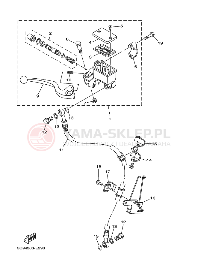 Schemat "Pompa hamulcowa przednia" do Yamaha YBR125ED