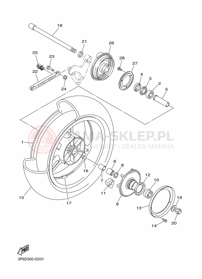 Schemat "Koło tył" do Yamaha FJR1300A