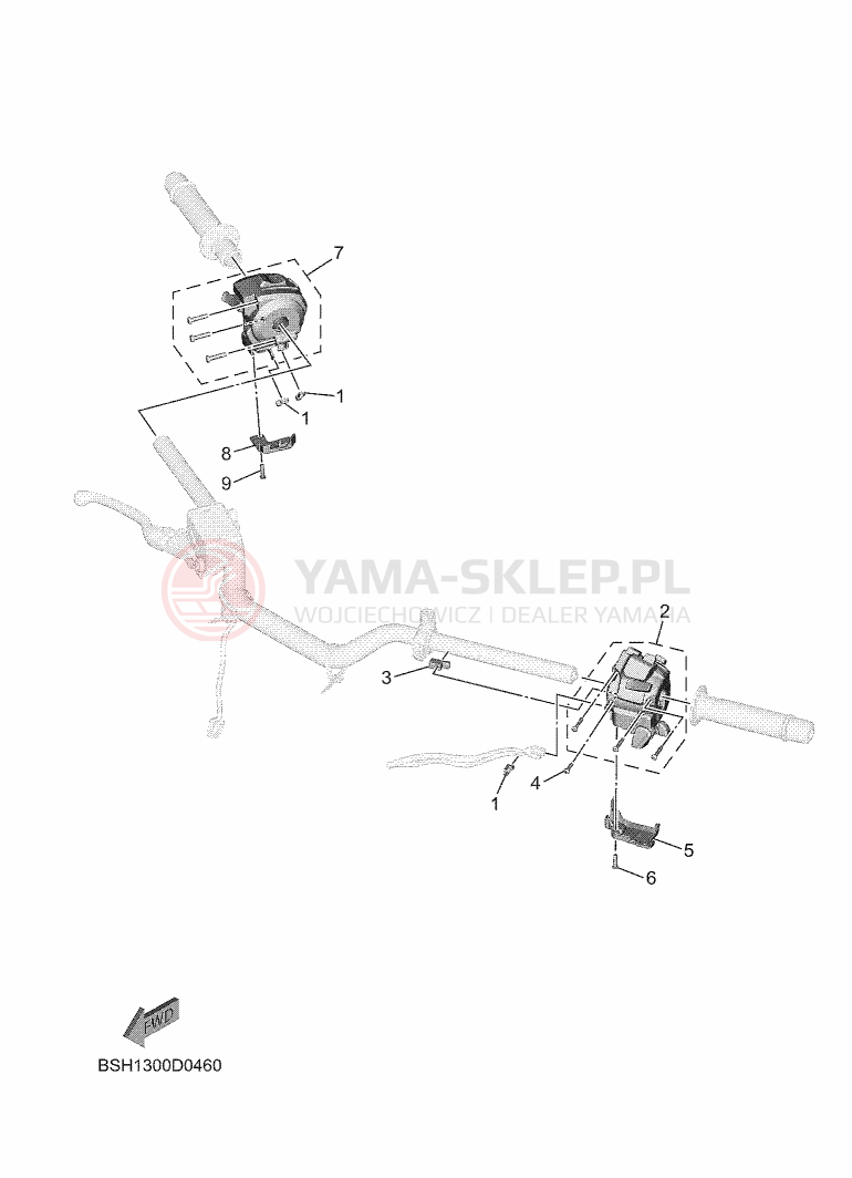 Schemat "Kierownica i osprzęt" do Yamaha MT-07 Y-AMT