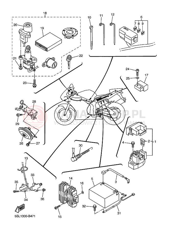Schemat "układ elektryczny" do Yamaha YZF-R6