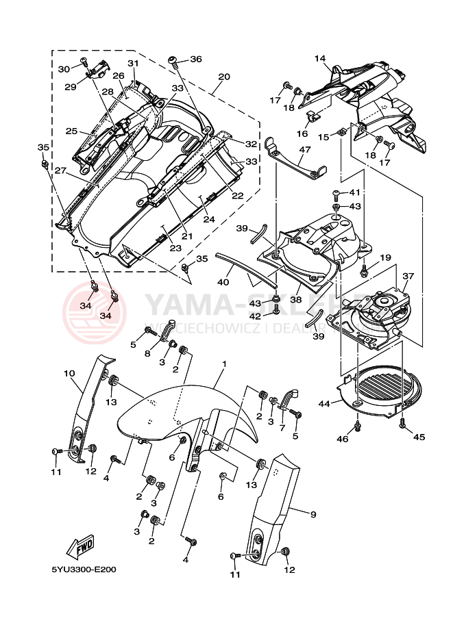 Schemat "błotnik" do Yamaha MT01