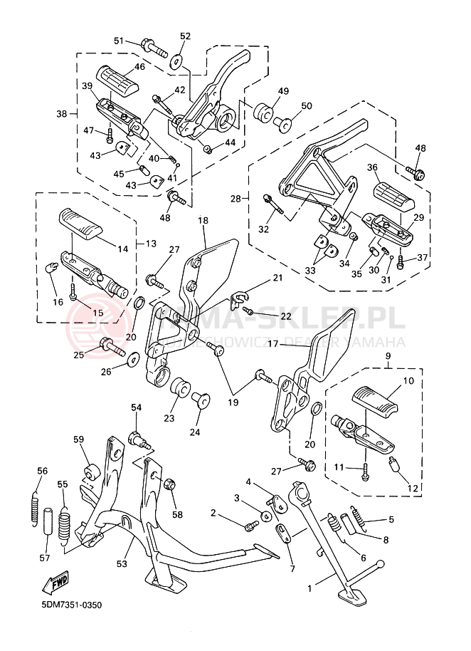 Schemat "Stopka postojowa i podnóżki" do Yamaha FZS600SP FAZER