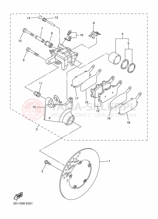 Schemat "Zacisk hamulcowy tylny" do Yamaha FZ1-S