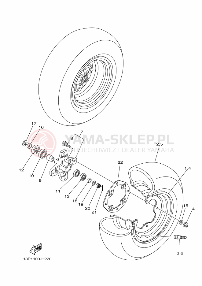 Schemat "Koło przód" do Yamaha YFZ450R