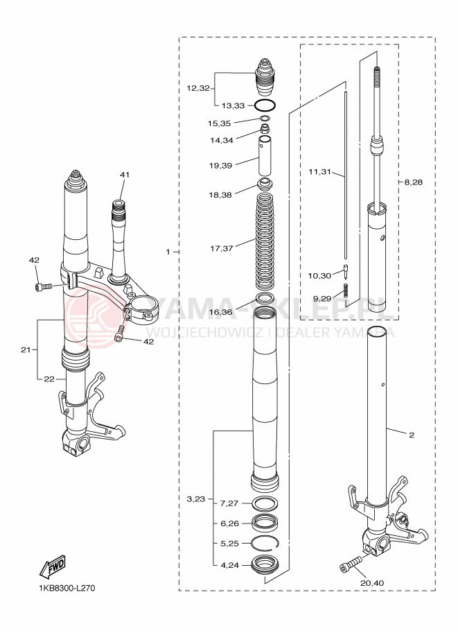 Schemat "Amortyzatory przód" do Yamaha YZF-R1