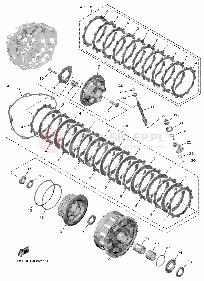 Schemat "sprzęgło" do Yamaha YZF-R1