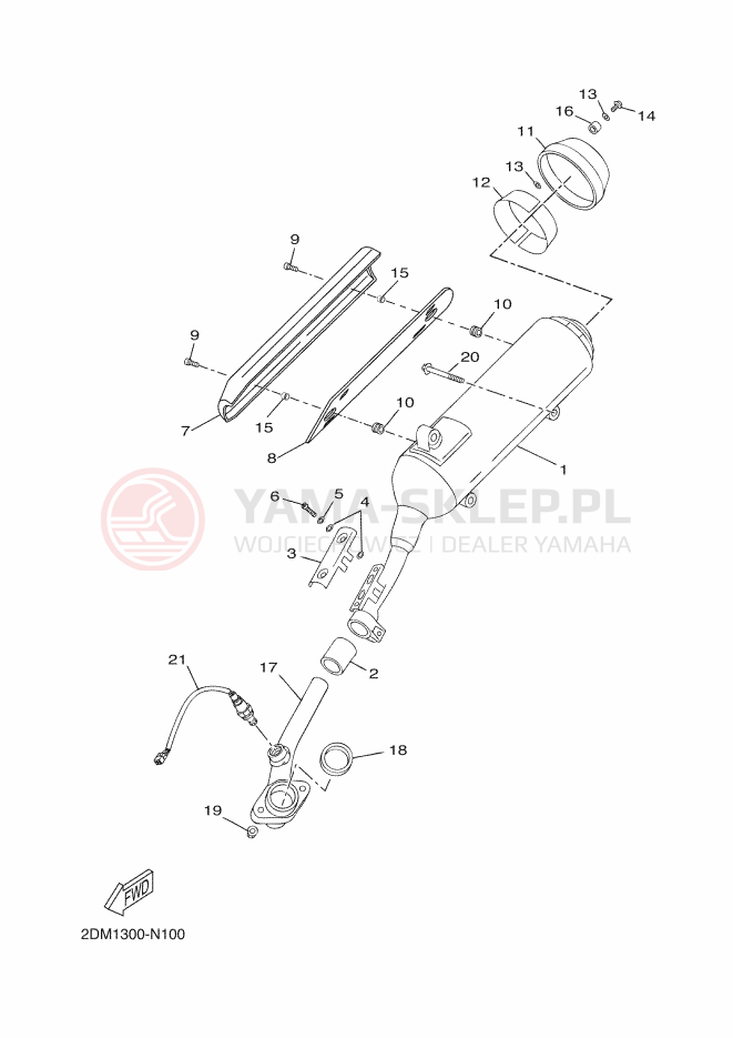 Schemat "Wydech końcowy" do Yamaha X-MAX 125 ABS