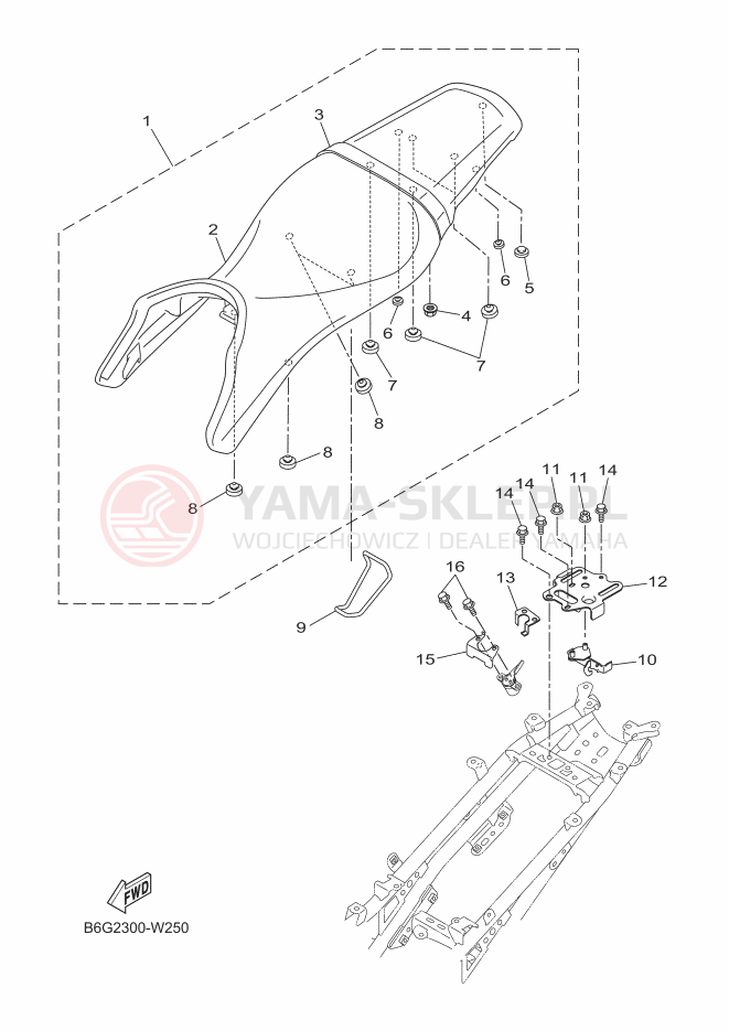 Schemat "siedzenie" do Yamaha MT125