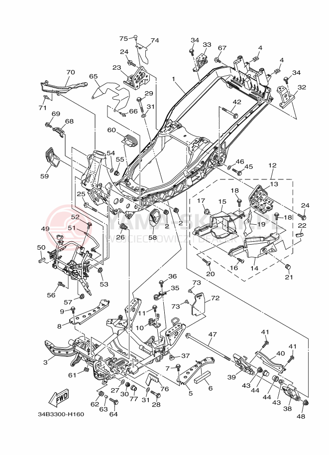 Schemat "rama" do Yamaha MAJESTY400A