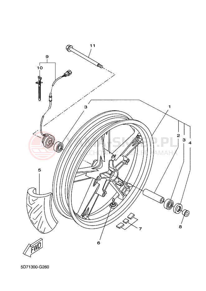 Schemat "Koło przód" do Yamaha R125