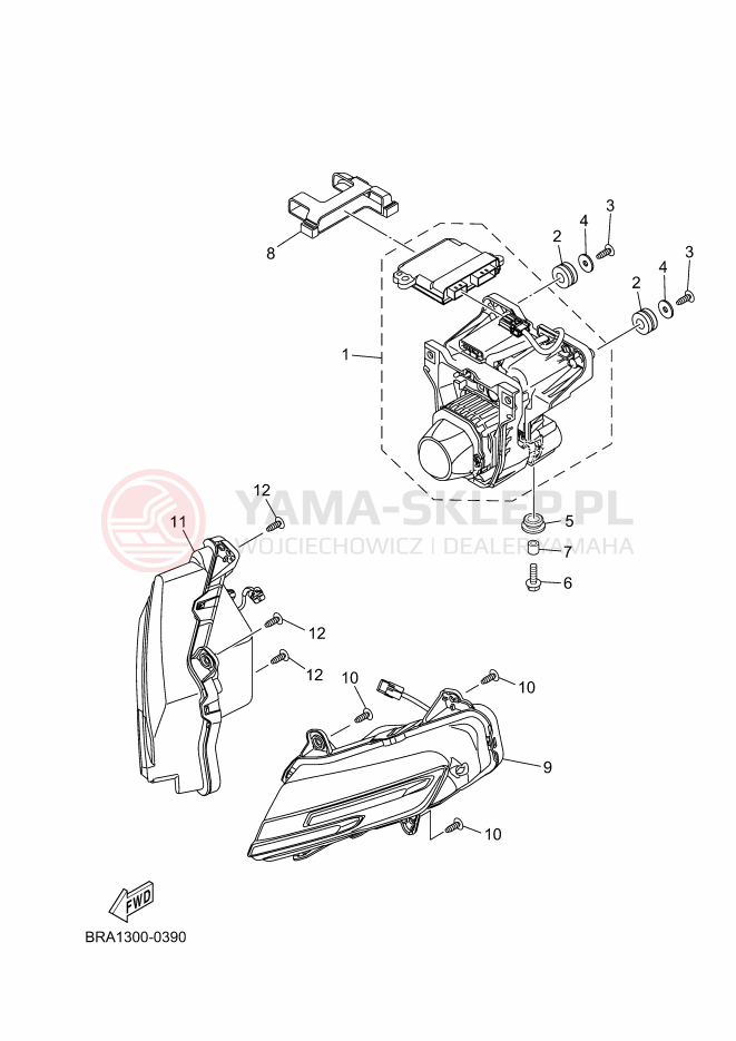 Schemat "Lampa przód" do Yamaha R3