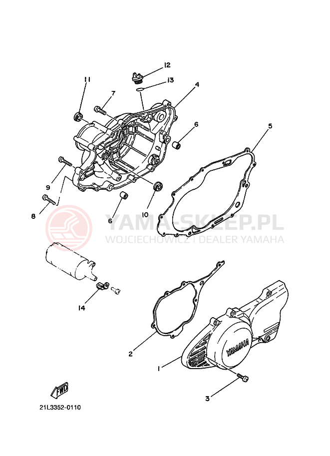 Schemat "Pokrywa silnika" do Yamaha SR250