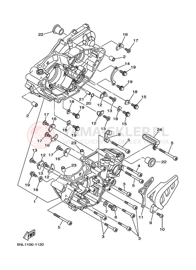 Schemat "Obudowa silnika" do Yamaha YZ250F