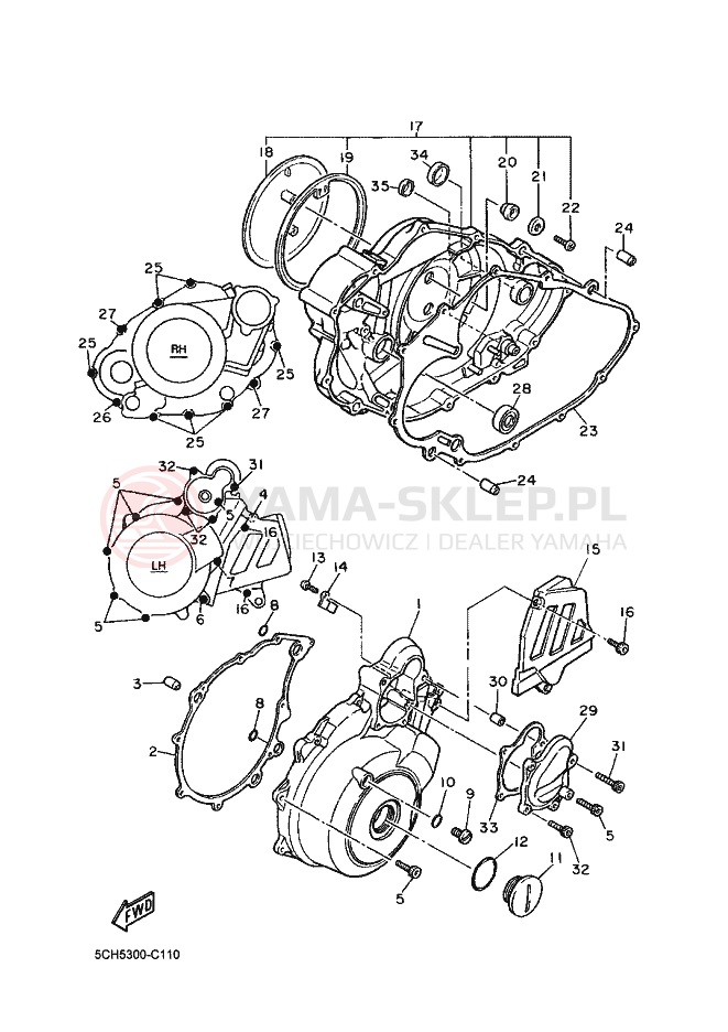 Schemat "Pokrywa silnika" do Yamaha TT600RE
