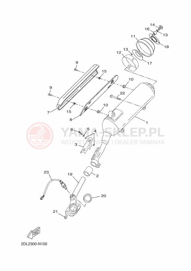 Schemat "Wydech końcowy" do Yamaha X-MAX 250