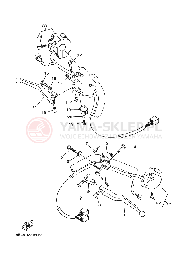 Schemat "Kierownica i osprzęt" do Yamaha XVS1100 XVS11RC V STAR 1100