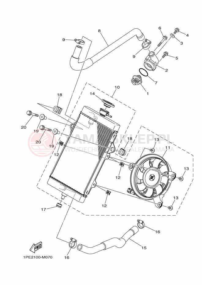 Schemat "Układ chlodzenia" do Yamaha YFM700RSE