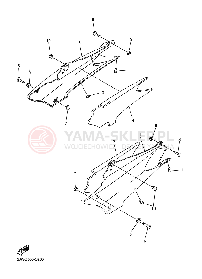 Schemat "Pokrywa boczna" do Yamaha FJR1300