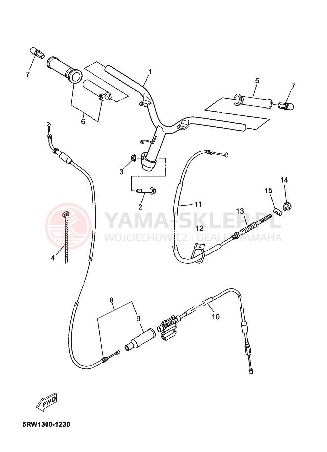 Schemat "Kierownica i osprzęt" do Yamaha JOG R