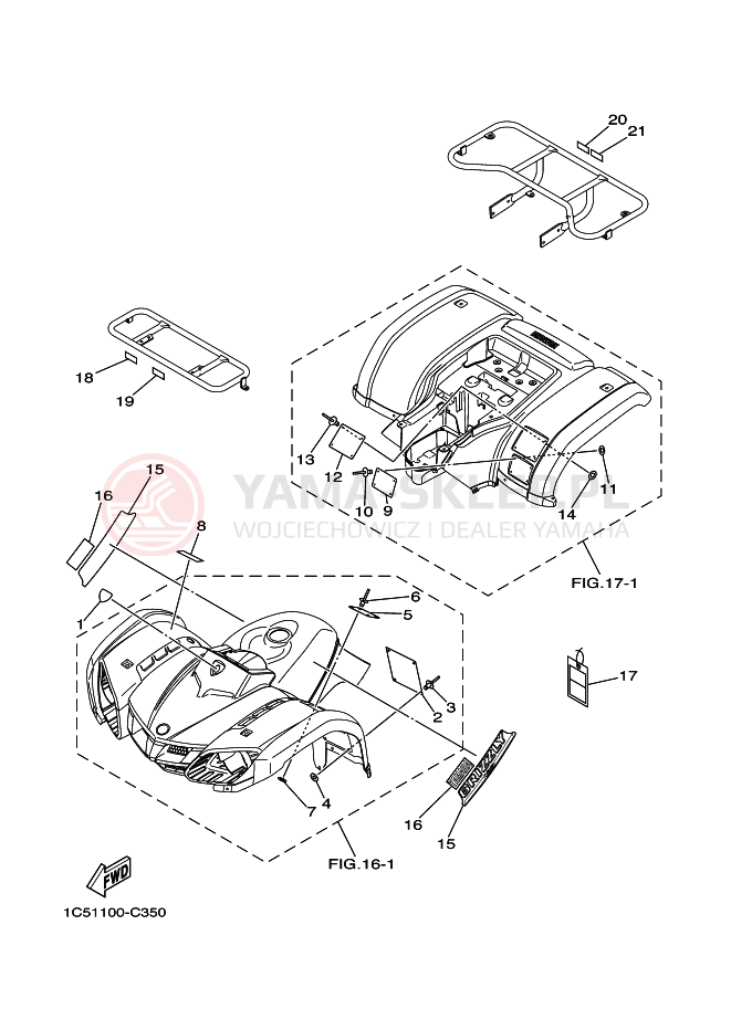 Schemat "naklejki" do Yamaha GRIZZLY