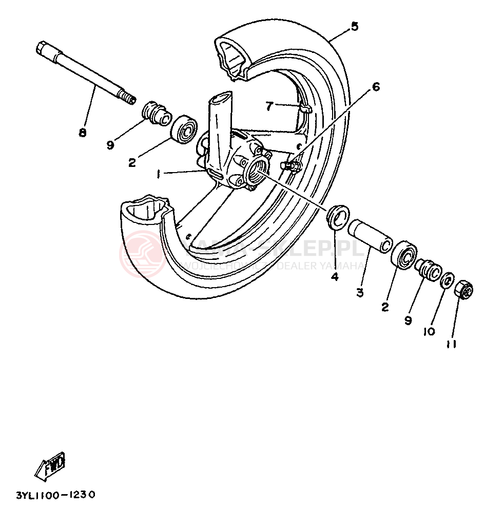 Schemat "Koło przód" do Yamaha TZ250