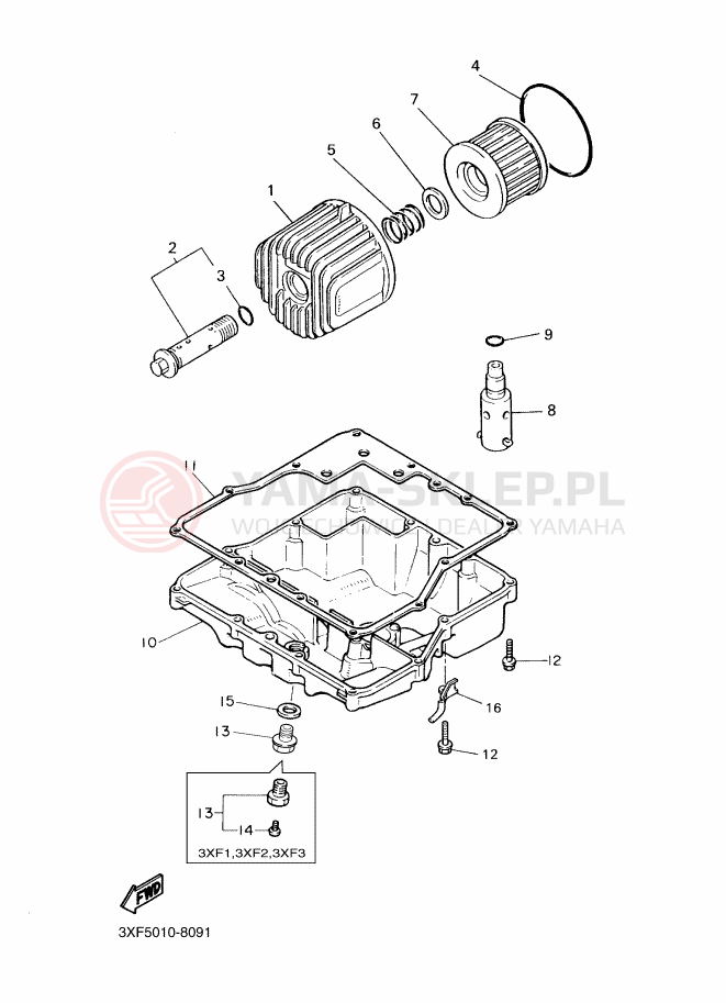 Schemat "Filtr oleju" do Yamaha FZX750