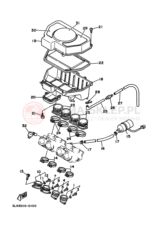 Schemat "Wtrysk paliwa" do Yamaha FZR250R