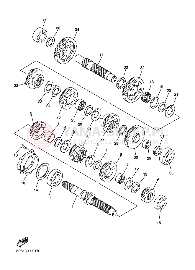 Schemat "Skrzynia biegów " do Yamaha FJR1300A