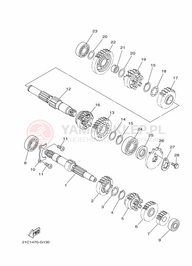 Schemat "Skrzynia biegów " do Yamaha FZ16