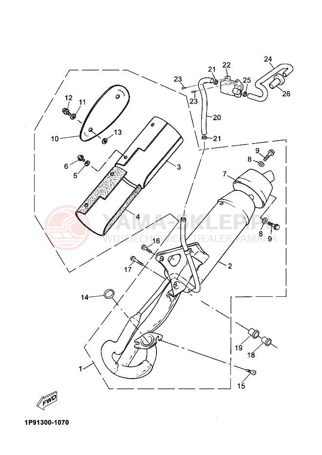 Schemat "Wydech końcowy" do Yamaha NEO´S 50
