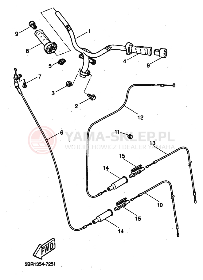 Schemat "Kierownica i osprzęt" do Yamaha YQ50L
