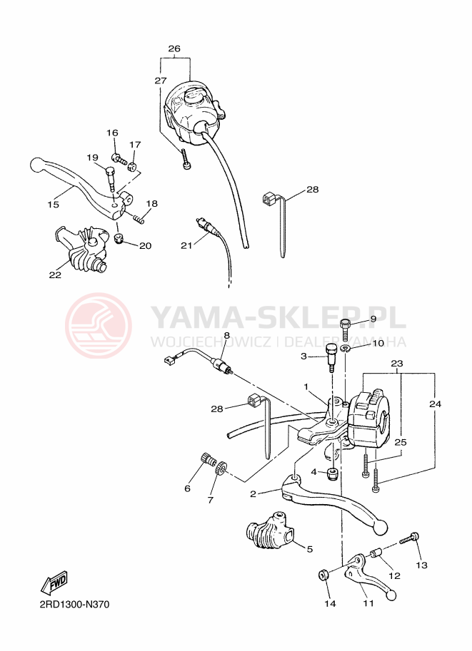 Schemat "Kierownica i osprzęt" do Yamaha SR400