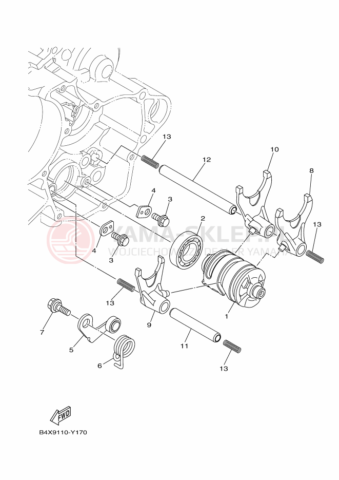 Schemat "Wodziki, automat" do Yamaha YZ125