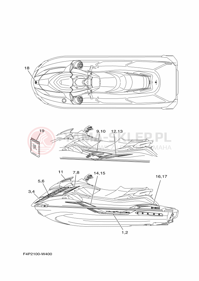 Schemat "Naklejki" do Yamaha GP1800C-W