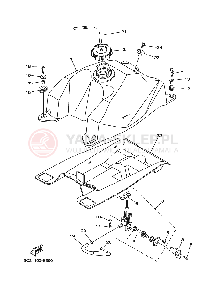 Schemat "zbiornik paliwa" do Yamaha WOLVERINE 4WD