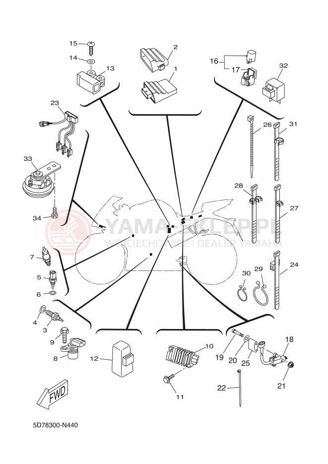 Schemat "układ elektryczny" do Yamaha YZF-R125
