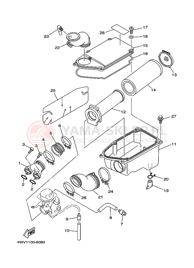 Schemat "Wtrysk paliwa" do Yamaha YFM600FWA