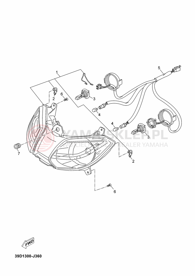 Schemat "Lampa przód" do Yamaha X-MAX 250 ABS