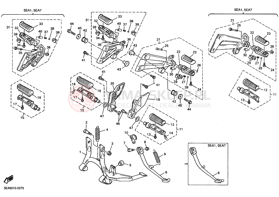 Schemat "Stopka postojowa i podnóżki" do Yamaha XJR1300