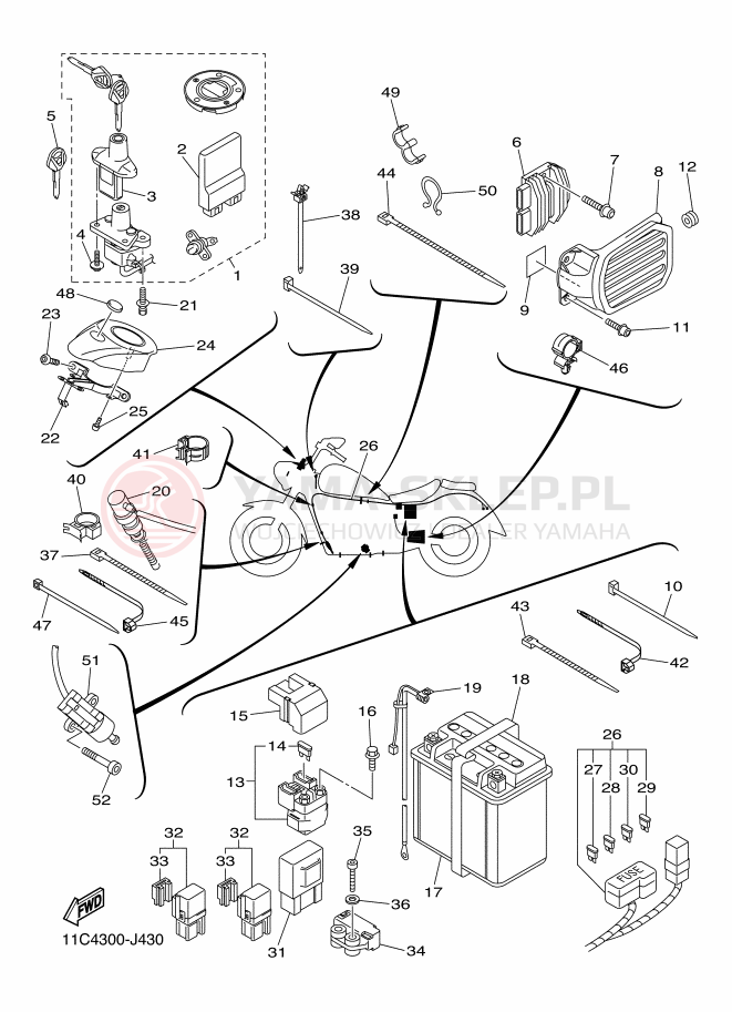 Schemat "układ elektryczny" do Yamaha MIDNIGHT STAR