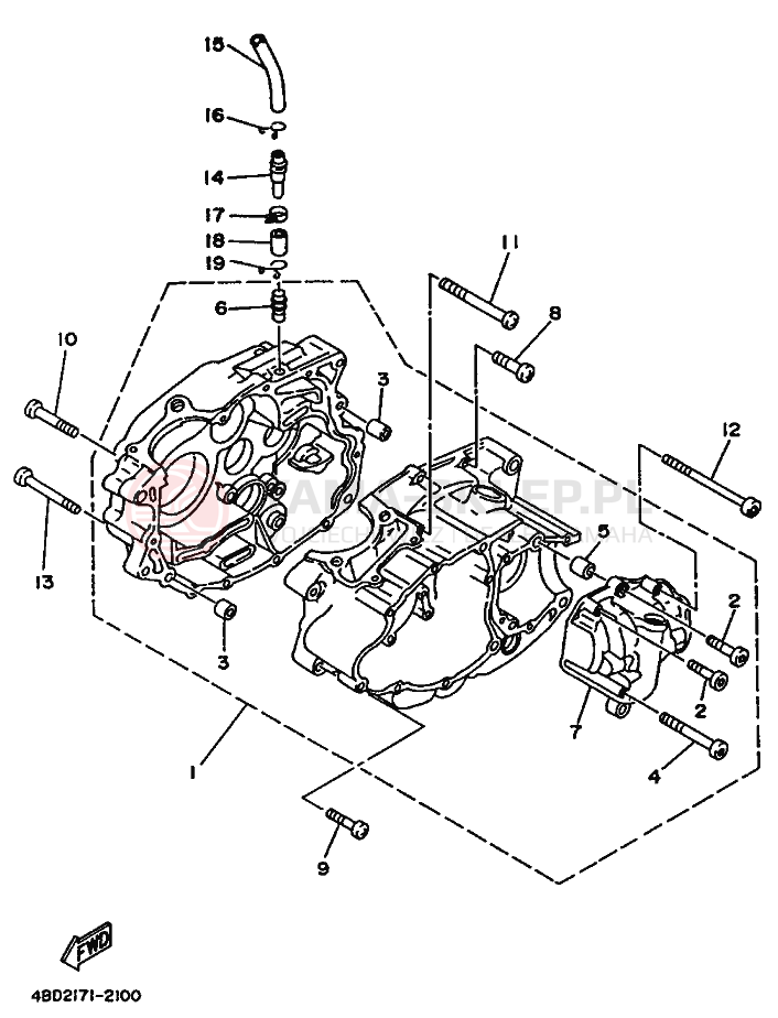 Schemat "Obudowa silnika" do Yamaha YFB250