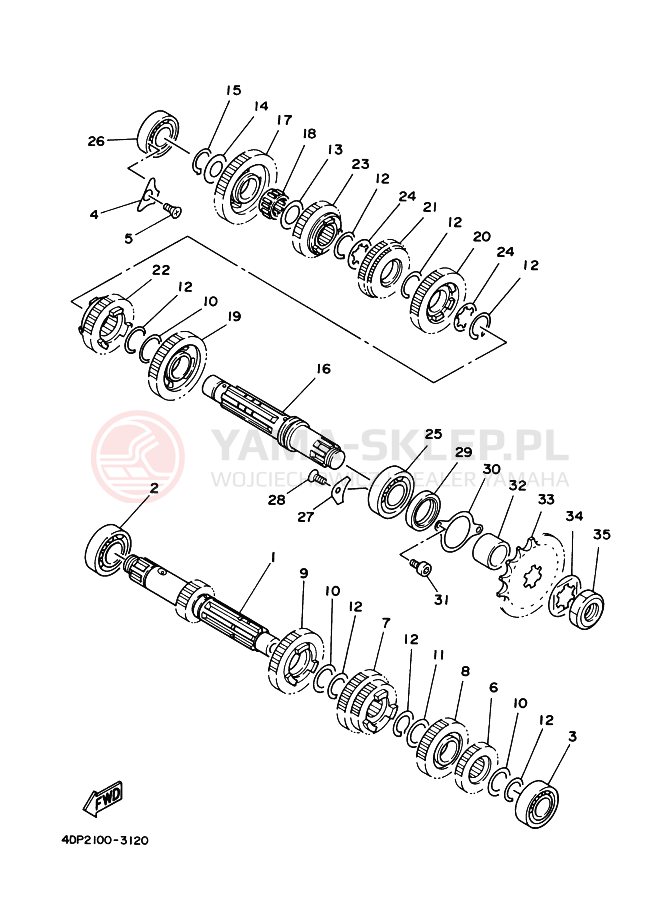 Schemat "Skrzynia biegów " do Yamaha TZ250