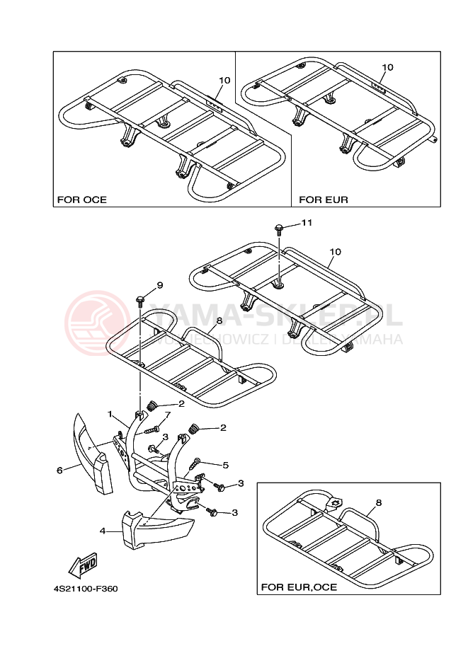 Schemat "RAMIĘ STERUJĄCE" do Yamaha GRIZZLY